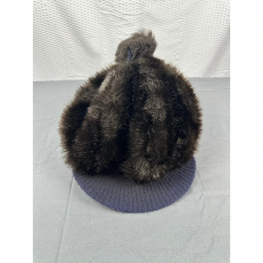 Vintage Dark Brown Mink Fur Hat Womens Pillbox Bucket Winter Cap One Size